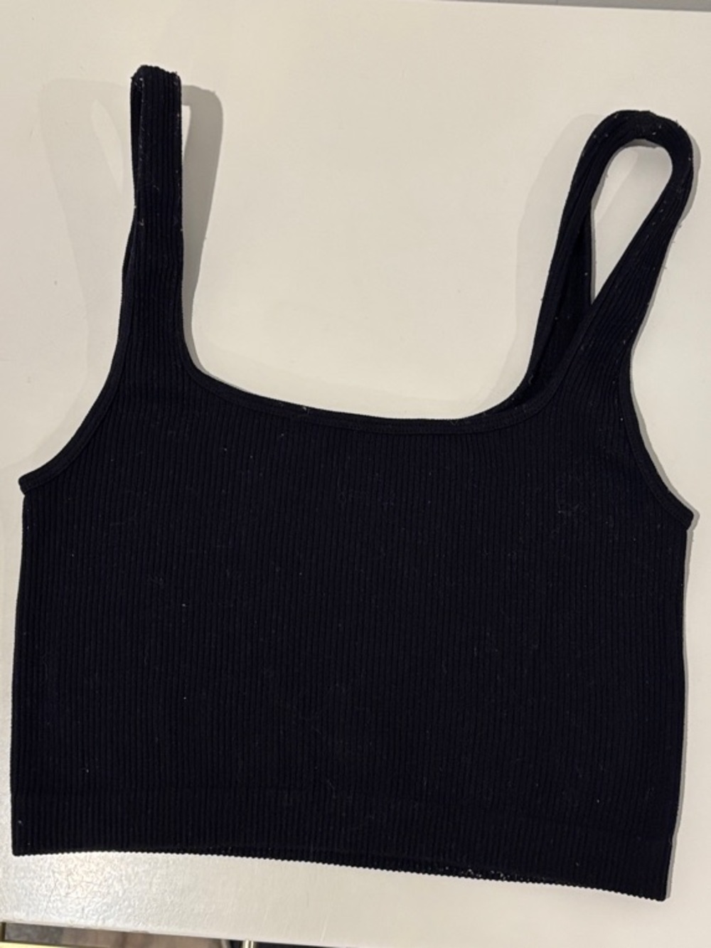 Zara Black Ribbed Square-Neck Tank